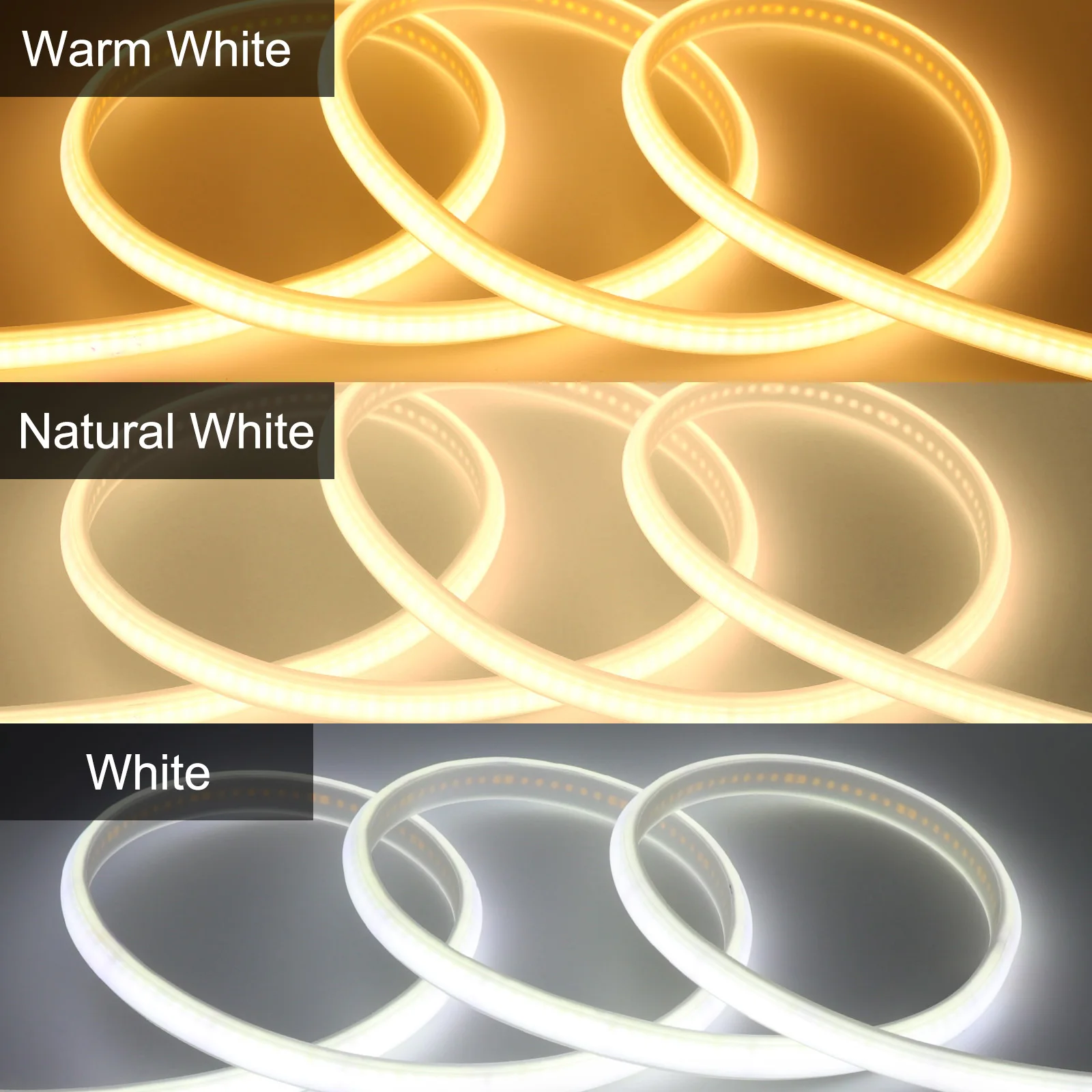 110V 220V Wasserdichter COB-LED-Streifen mit Schalter 1m-35m 288LEDs/m Flexibles Bandband EU UK US-Stecker Neonlichter für Küchenzimmer