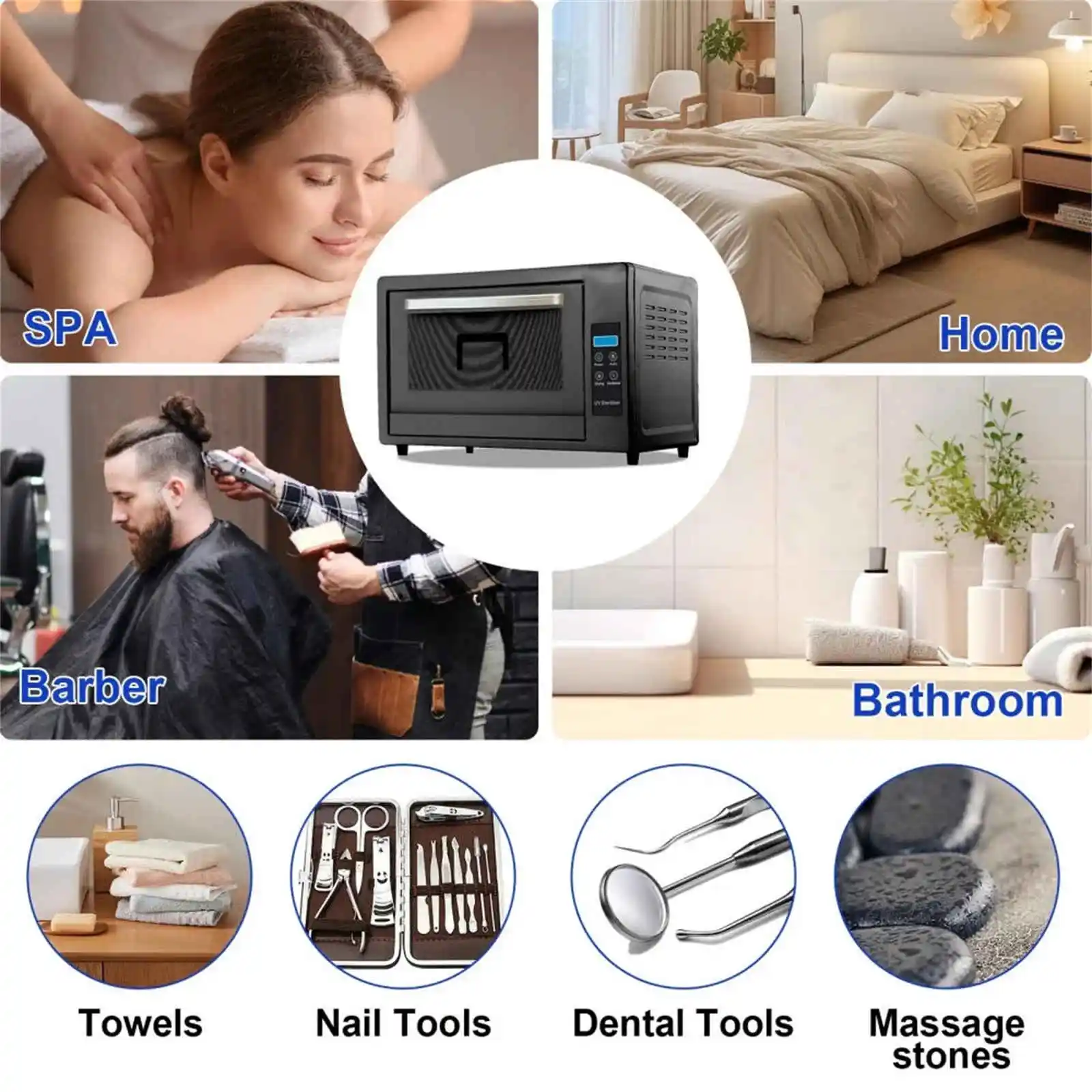 Reinigingsmachine voor nagelgereedschap, UV-lichte nagelreinigermachine, 48L reinigingskast voor manicuregereedschap, salonuitrusting