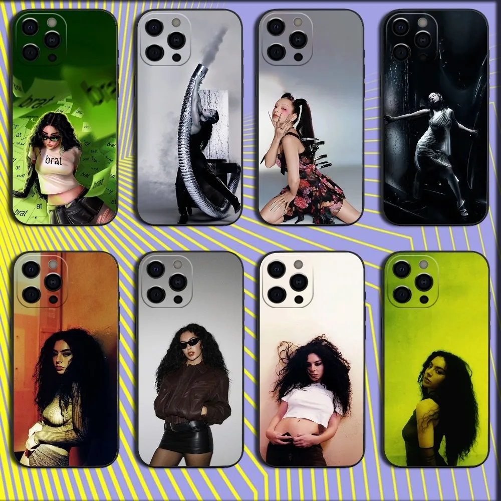 Singer C-Charli xcx brat Phone Case For iPhone 16,15,14,13,12,11,Pro,X,XS,Max,XR,Plus,Mini Soft Black Cover