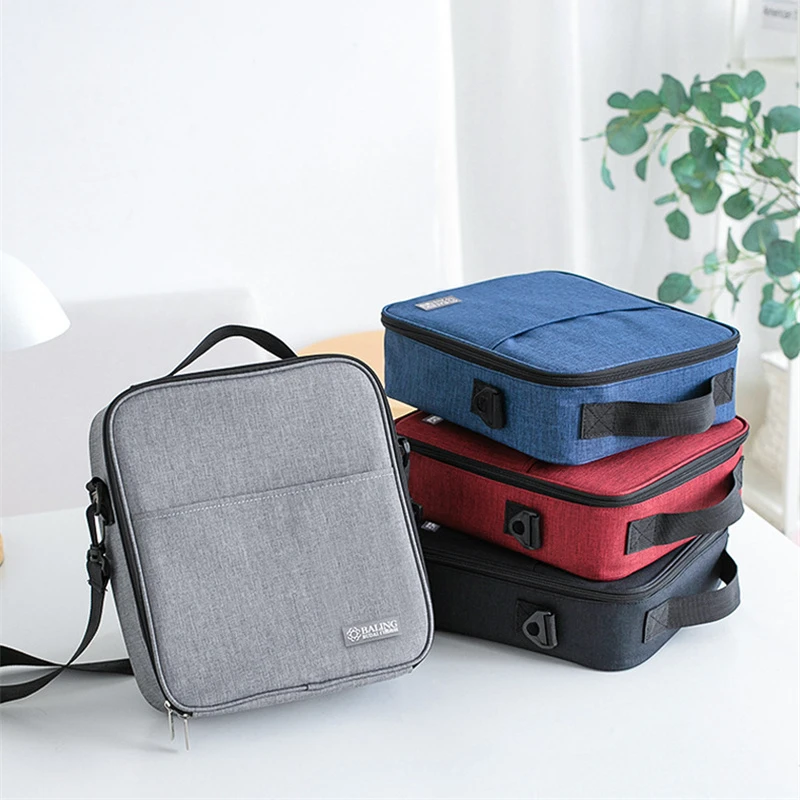 Square Thermal Lunch Bags Insulated Food Meal Container Office Cooler Lunchbox With Shoulder Strap Portable Travel Picnic Bag