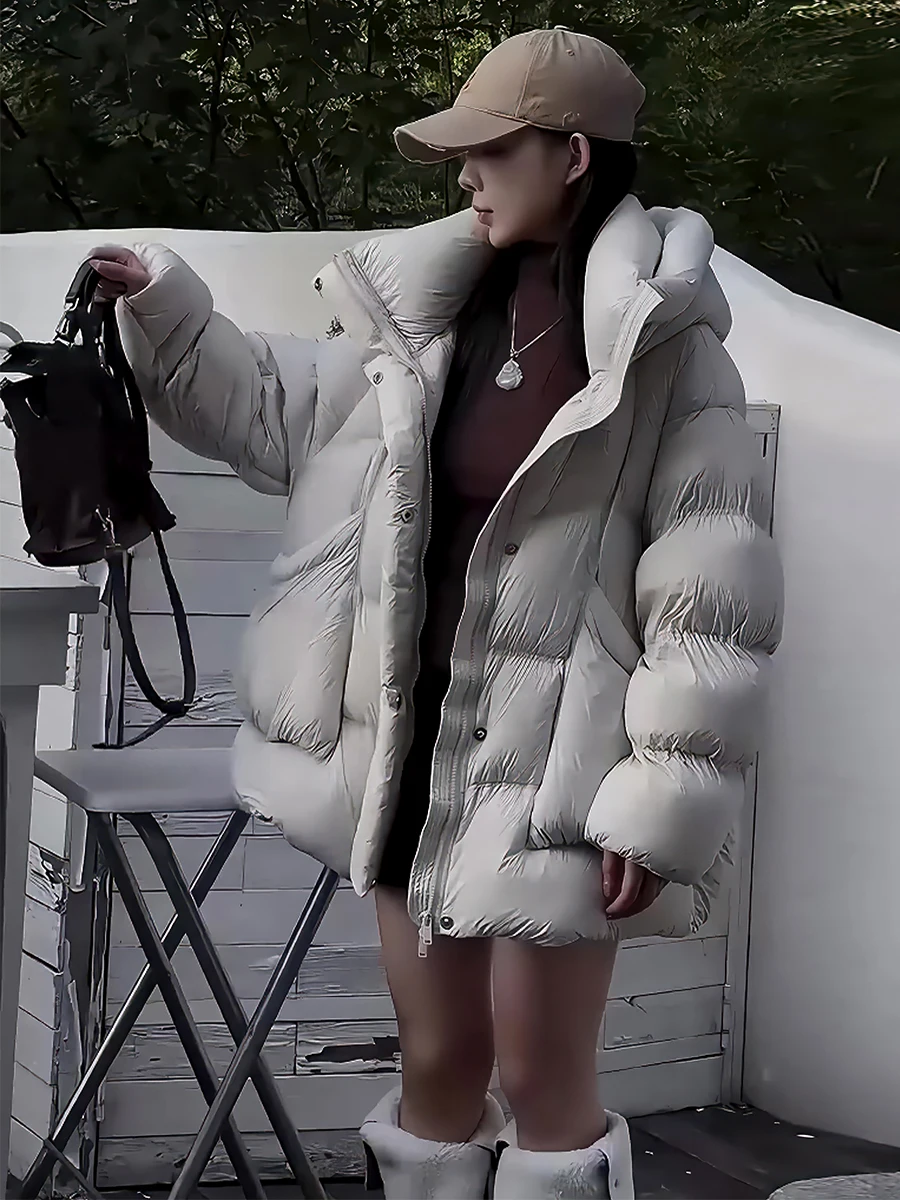 Abrigo de invierno Jaet acolchado de plumón blanco con capucha para mujer, cálido, Sli, dulce, longitud Regular, sin marca