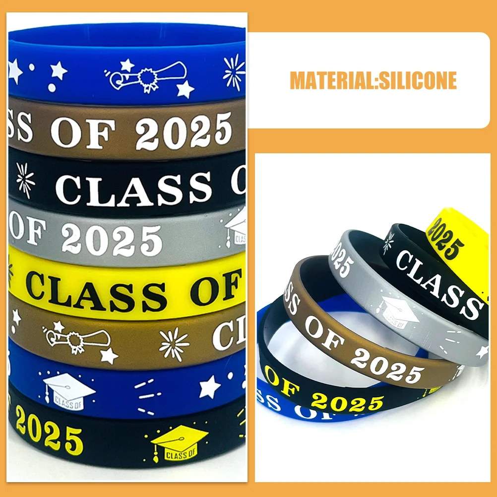 24 Pcs Graduation Bracelet Wristband 2025 Congrats Class of Silicone Bracelets for Women Bands Student Favors