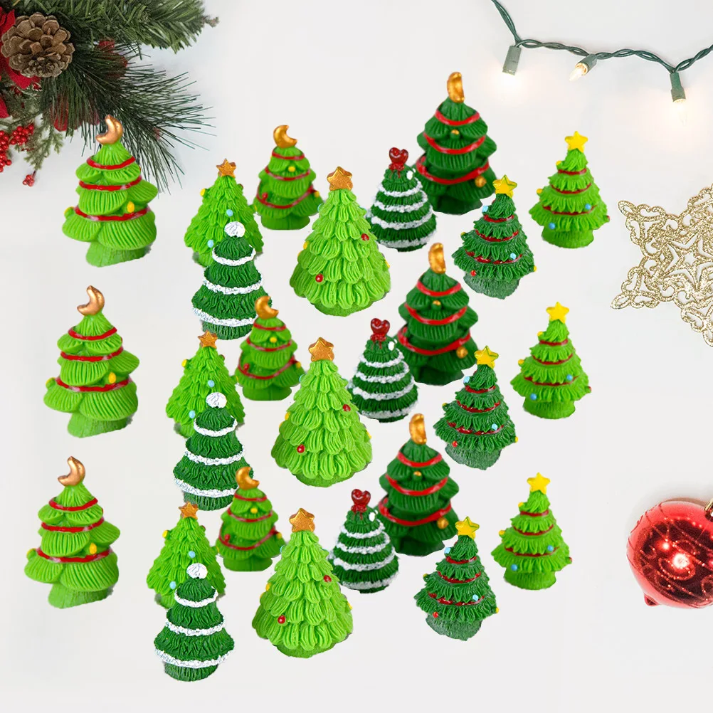 

40Pcs Craft Christmas Tree Resin Landscape Decor for Home Office Desktop Garden Holiday Decoration Realistic Design
