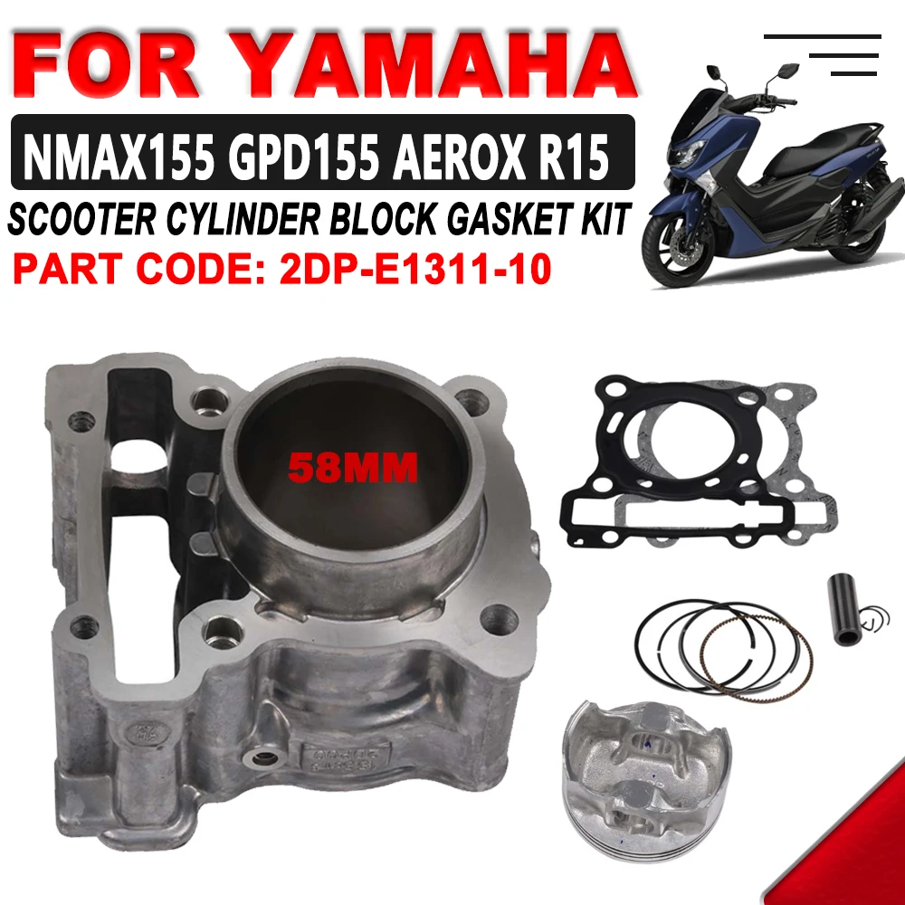 

Motorcycle Scooter 58Mm Cylinder Kit Piston Ring Gasket for Yamaha Nmax155 Nmax 155 Aerox Tricity 155Cc Gpd 150A 2Dp-E1311-10