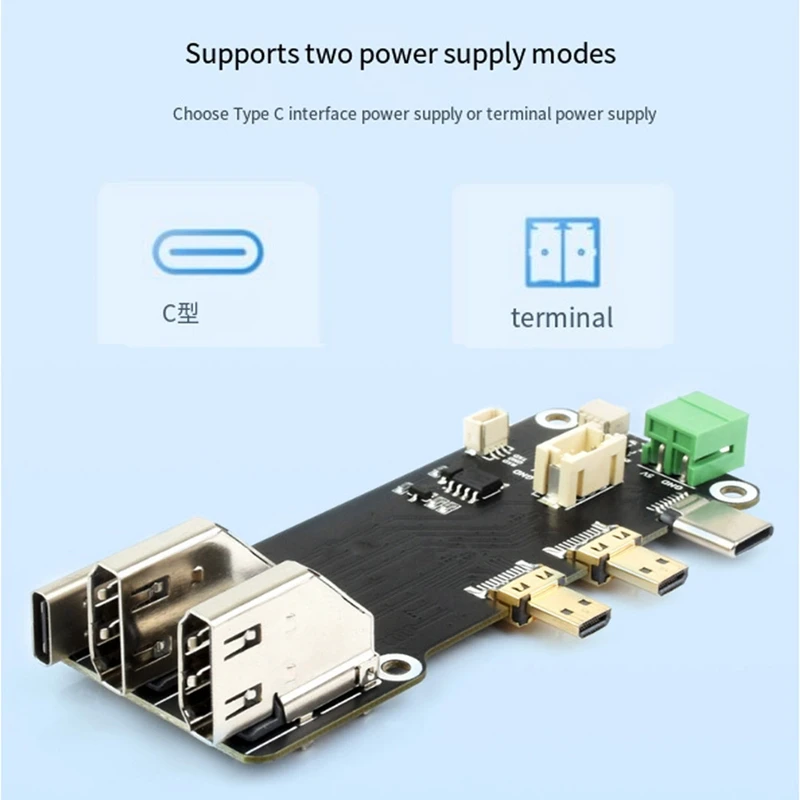 Mini -Compatible To -C Multifunctional Adapter Two Power Supply Methods Dual 4K Output For Raspberry Pi 5 / 4B