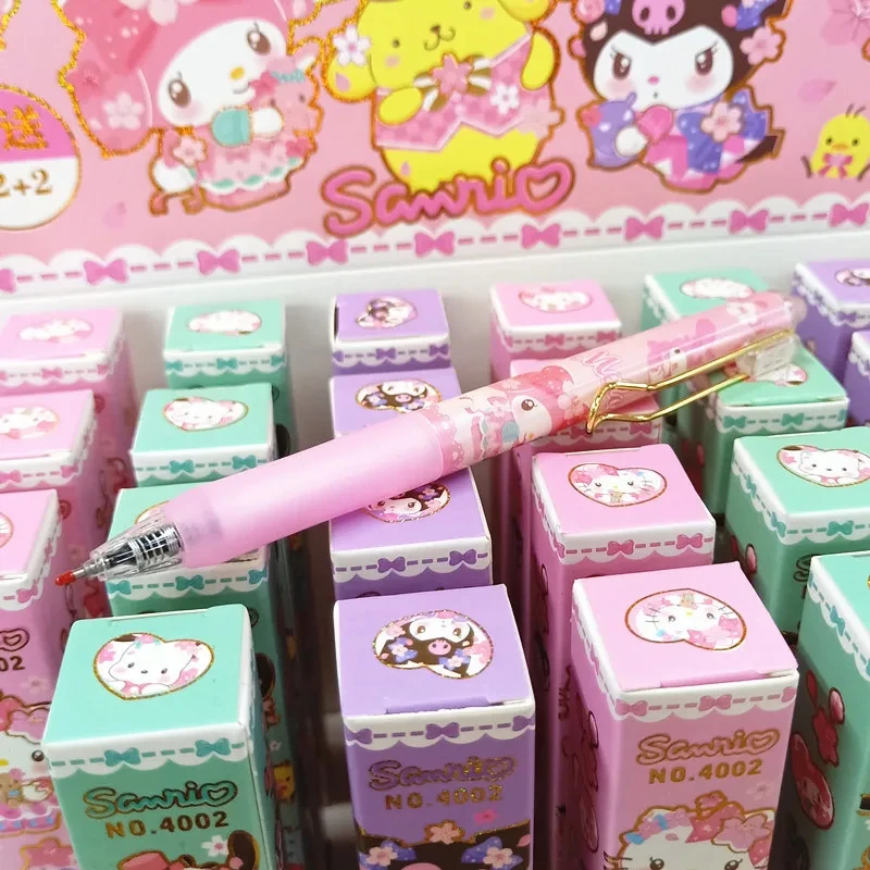 12/24pcs Sanrio Cinnamoroll Kuromi Hellokitty Pochacco Neutral Pen Flexible Pencil  Black Pen Student Stationery Gift Wholesale