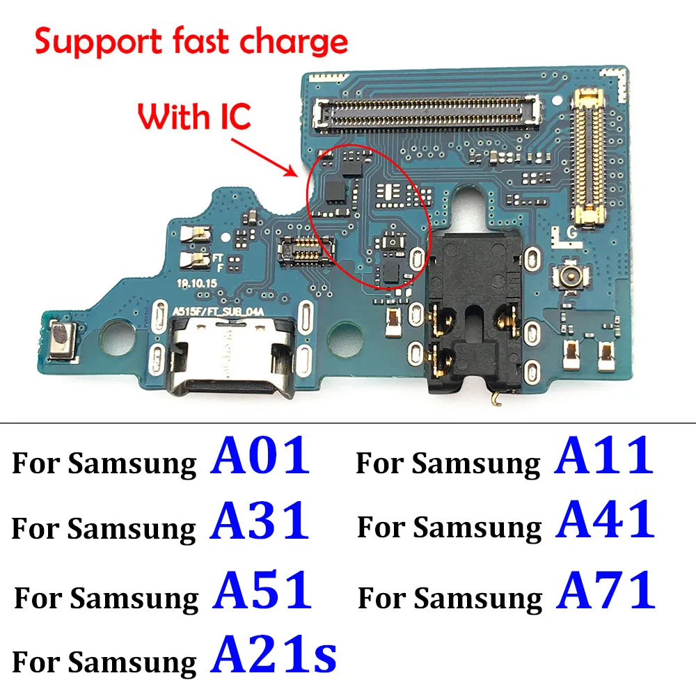 

1Pcs USB Charger Plug Charging Port Socket Board Dock Connector Flex For Samsung A01 A11 A21S A31 A41 A51 A71 Flex Cable With IC