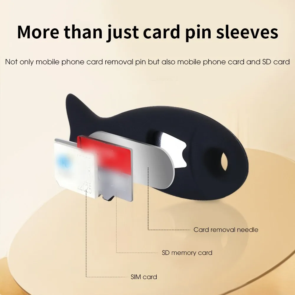 Juego de cubierta de Pin de tarjeta antipérdida con forma de pez para Iphone Samsung Xiaomi Huawei Universal Mini herramienta de expulsión de bandeja removedora de tarjeta Sim