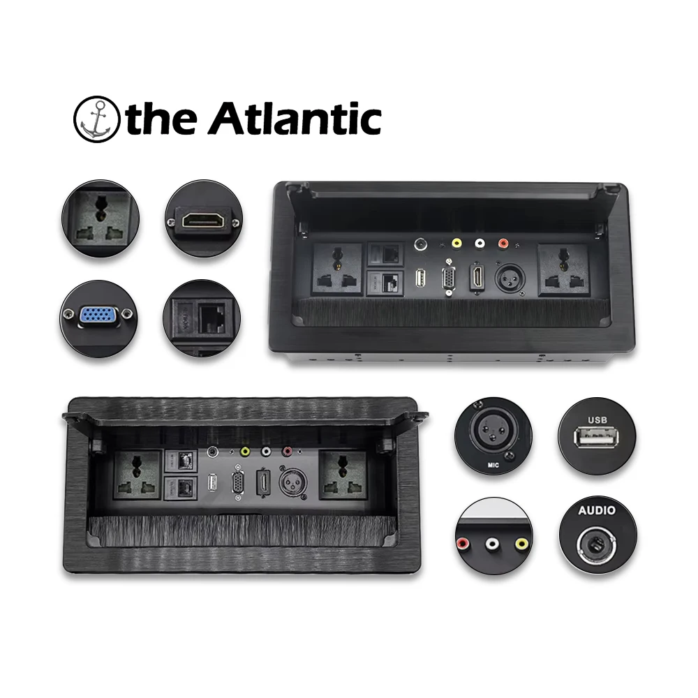 

XLR VGA HDMI домашняя настольная розетка многофункциональная скрытая алюминиевая розетка с пылезащитной крышкой кабельная коробка масштабируемая настольная вилка 250 В