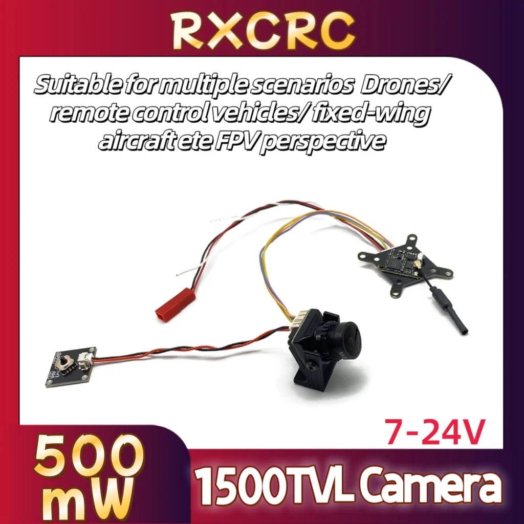 RXCRC FPV 5.8G Modulo 48CH 500mW VTX Trasmettitore Fotocamera B19 1500TVL 130 ° Obiettivo fov da 2,1 mm per droni ad ala fissa FPV RC a lungo raggio.