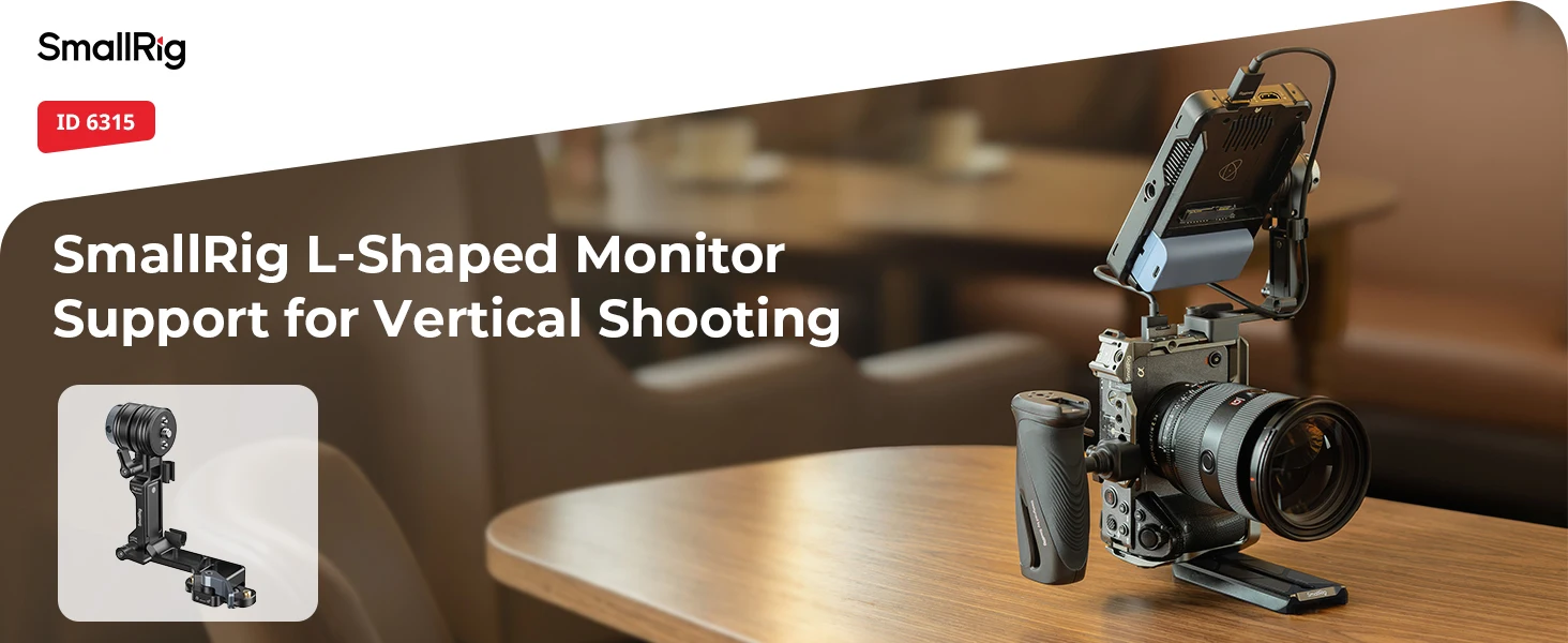 SmallRig L-förmige Monitorhalterung, stufenlose Dämpfungseinstellung, Schnellmontage mit 2 Kabelklemmen, höhenverstellbar 6315 – Detail 1