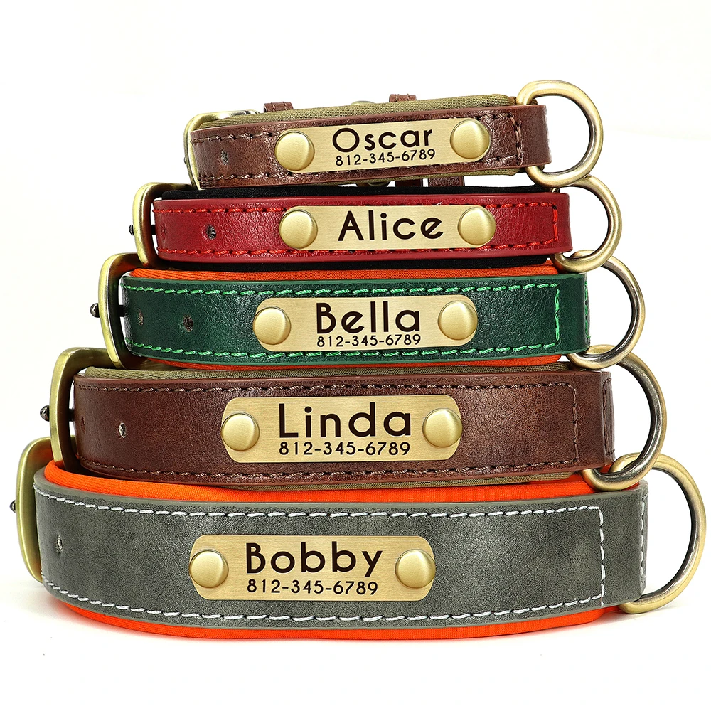 

Custom logo Wholesale Heavy Duty Collar Personalized Pet ID Name High-Quality Cowhide Leather Luxury Other Pet Collars
