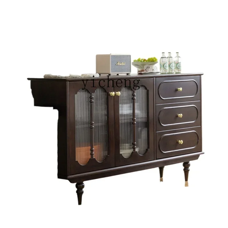 

dining side cabinet retro solid wood simple movable locker integrated storage entrance cabinet home accessories