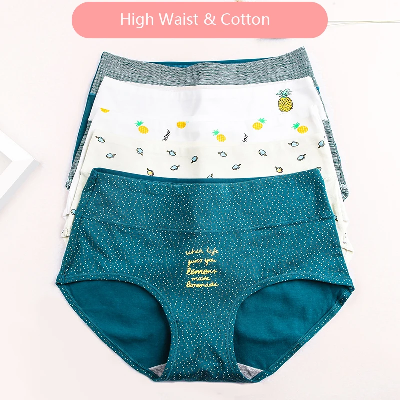 5 Stück Baumwolle Damen Höschen hohe Taille Körper abnehmen Unterwäsche Mode druck Mädchen Slips sexy Höschen plus Größe Damen Dessous