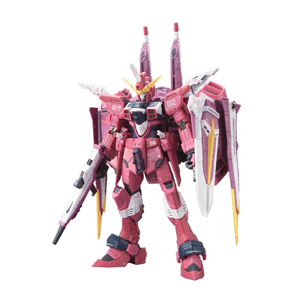 Bandai genuino Gundam Anime modelo RG 1/144 justicia Gundam ZGMF-X09A Mech montaje modelo figuras de acción rompecabezas niños juguete para regalo