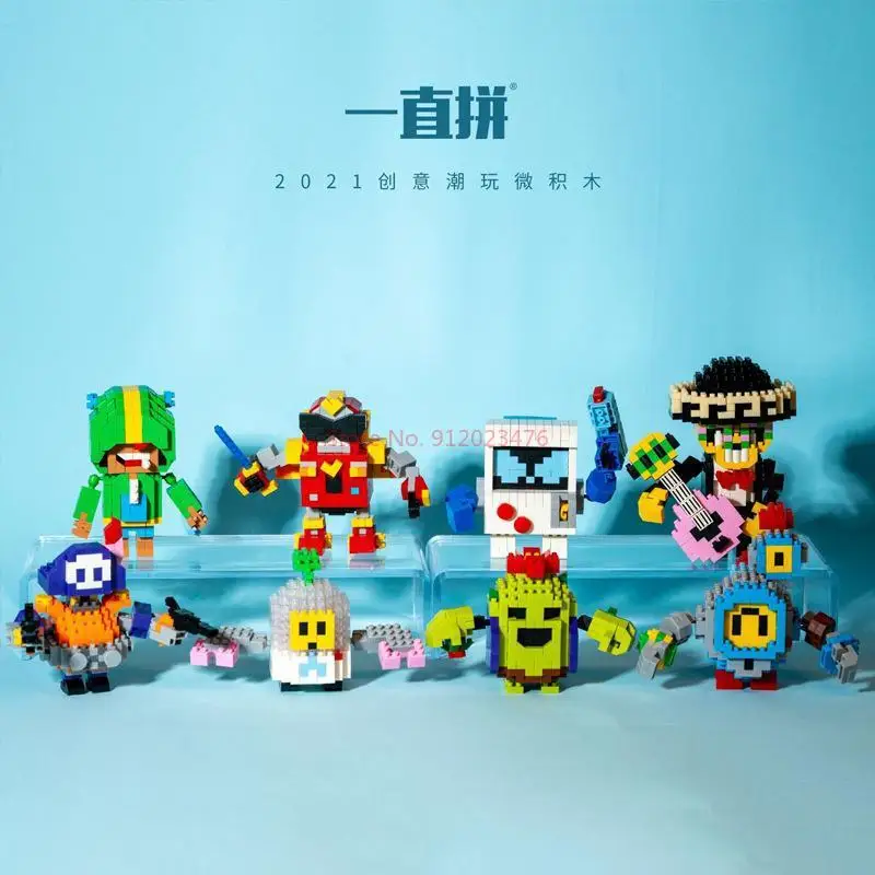 Cartoon Robot Game Building Blocks Creative 3d Diy Assembled Model Dalier Monster Micro Brick Figures Kid Toys For Holiday Gift