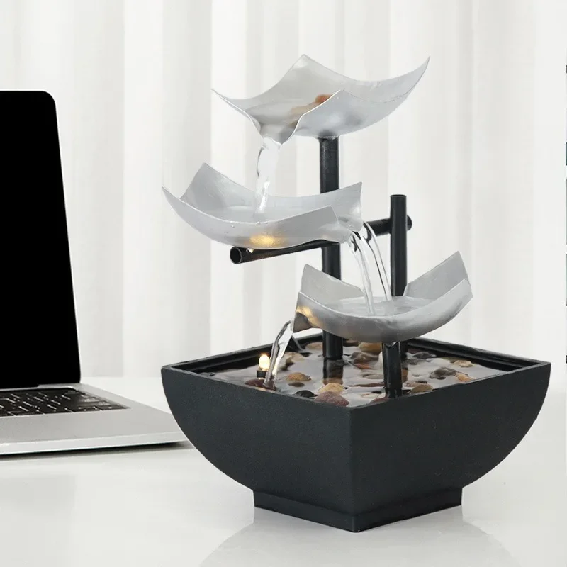 Tabletop Water Fountain, Automatic Pump, Deep Basin & Natural River Rocks. Indoor Zen Relaxation for Office, Living Room
