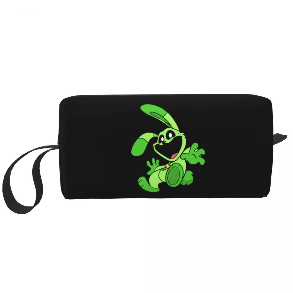 Custom Green Smiling Big Mouth Rabbit Critters Travel Cosmetic Bag for Scarry Animated Game Toiletry Makeup Organizer Ladies