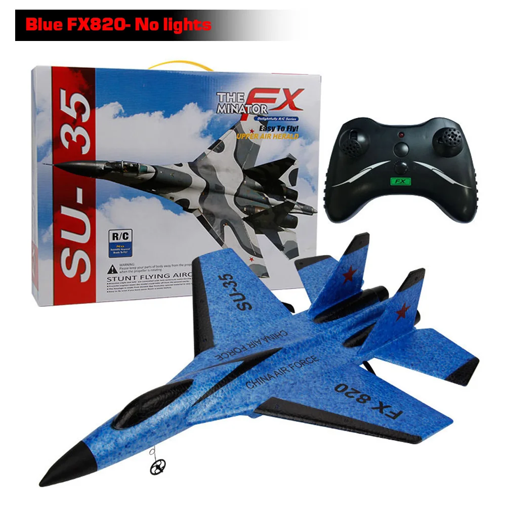 BuyWeek Avión RC SU35 De 2 Canales, Planeador De Ala Fija Con Estabilizador Giroscópico, Luz LED, Carga USB, Para Adultos Y Niños Principiantes (Amarillo)
