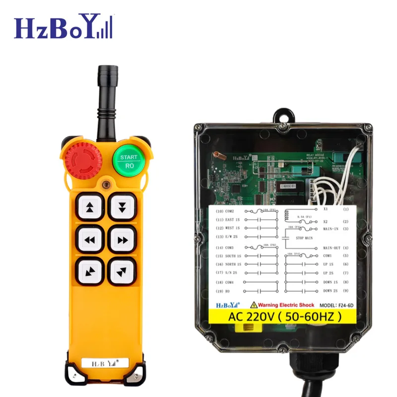 F24-6D Double Speed 6 Direction Remote Control For Overhead Crane Lift IP65 Waterproof Wireless Industrial Remote Control