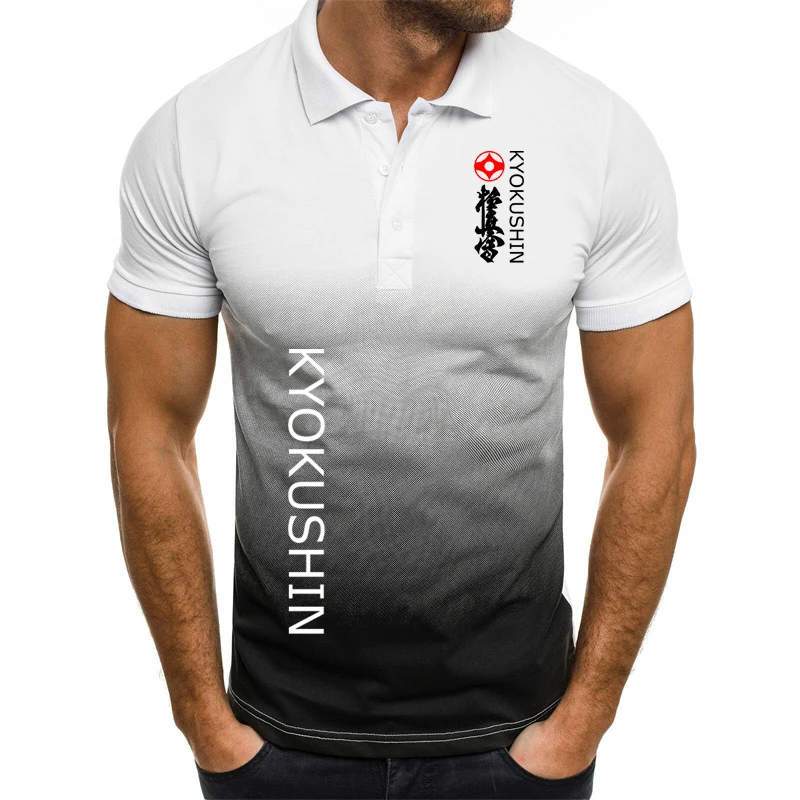 3D gradient design Men's POLO shirt summer brand menswear Kyokushin Karate Printing Fashion New Man's Short Sleeve Tops