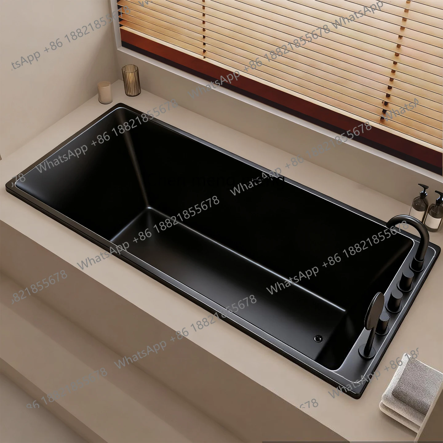 

Rectangle embedded acrylic with black faucet Home hotel B & B bath Health bathtub