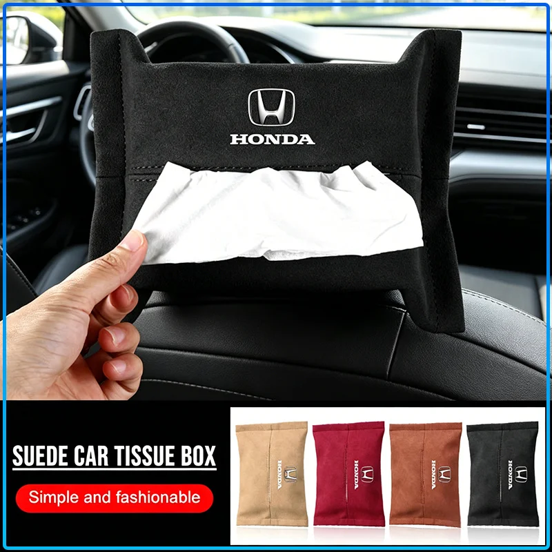 

Wheel Center Caps Suede Car Tissue Box Case Holder Auto Seat Back Storage Bag For Honda Civic Fit Jazz Accord Pilot Passport CRV