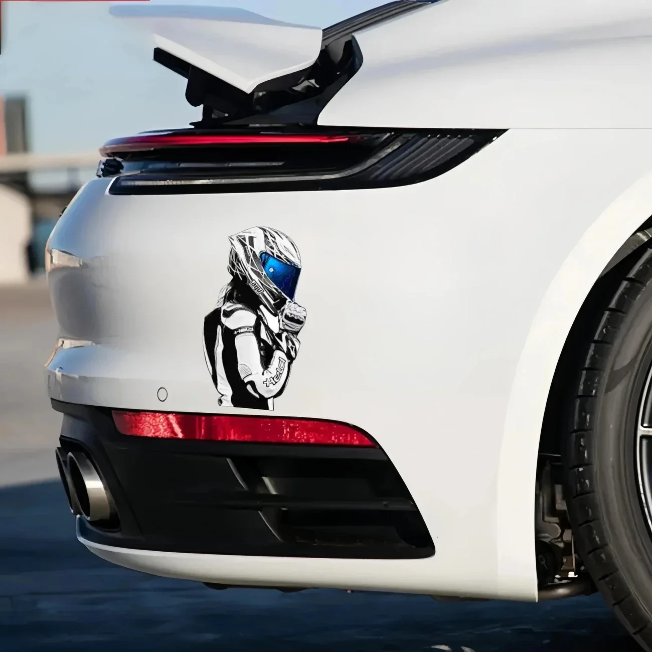 1Pc 2D Flat Racing Driver Vinyl Sticker, Waterproof Scratch Resistant Decal for Motorcycle Helmet Car Bumper Laptop DIY Decor