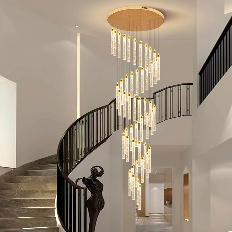 Imagem -02 - Modern Crystal Chandelier For Home Decoration Stair Pendant Lamp Living Room Pendant Lights Iluminação Interior