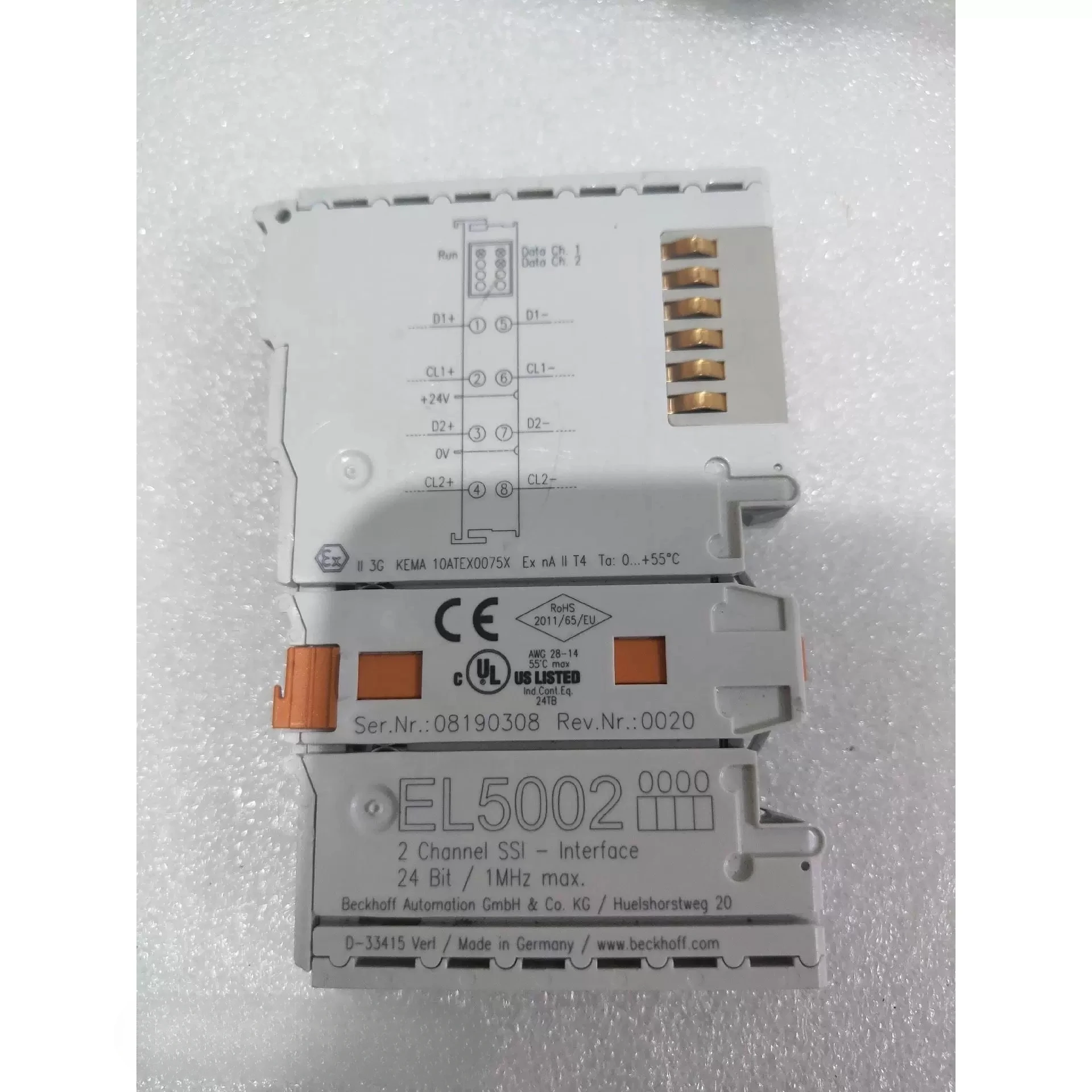 

Beckhoff EL5002 EtherCAT Terminal 2 Channel Encoder Interface SSI NEW