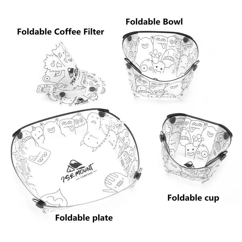 Outdoor Picnic Camping Foldable Bowls Plate Dishes Cup Coffee Filter Funnel Tableware Portable Easy Carry