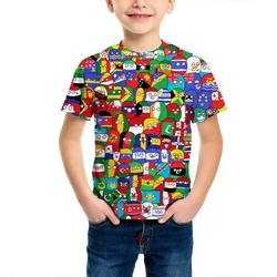 Countryball Poloniaballs 3D Printed Children's T-Shirt Fun Casual Round Neck T-Shirt Extra Large Children's Fashion Clothing