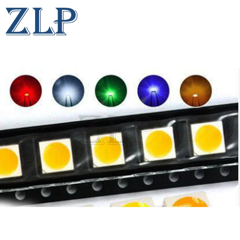SMD LED صمام ثنائي الباعث للضوء مشرق ، 5050 ، الأحمر ، الأبيض ، الأصفر ، الأزرق ، الأخضر ، مصدر الضوء ، الخرز مصباح ، 100 قطعة