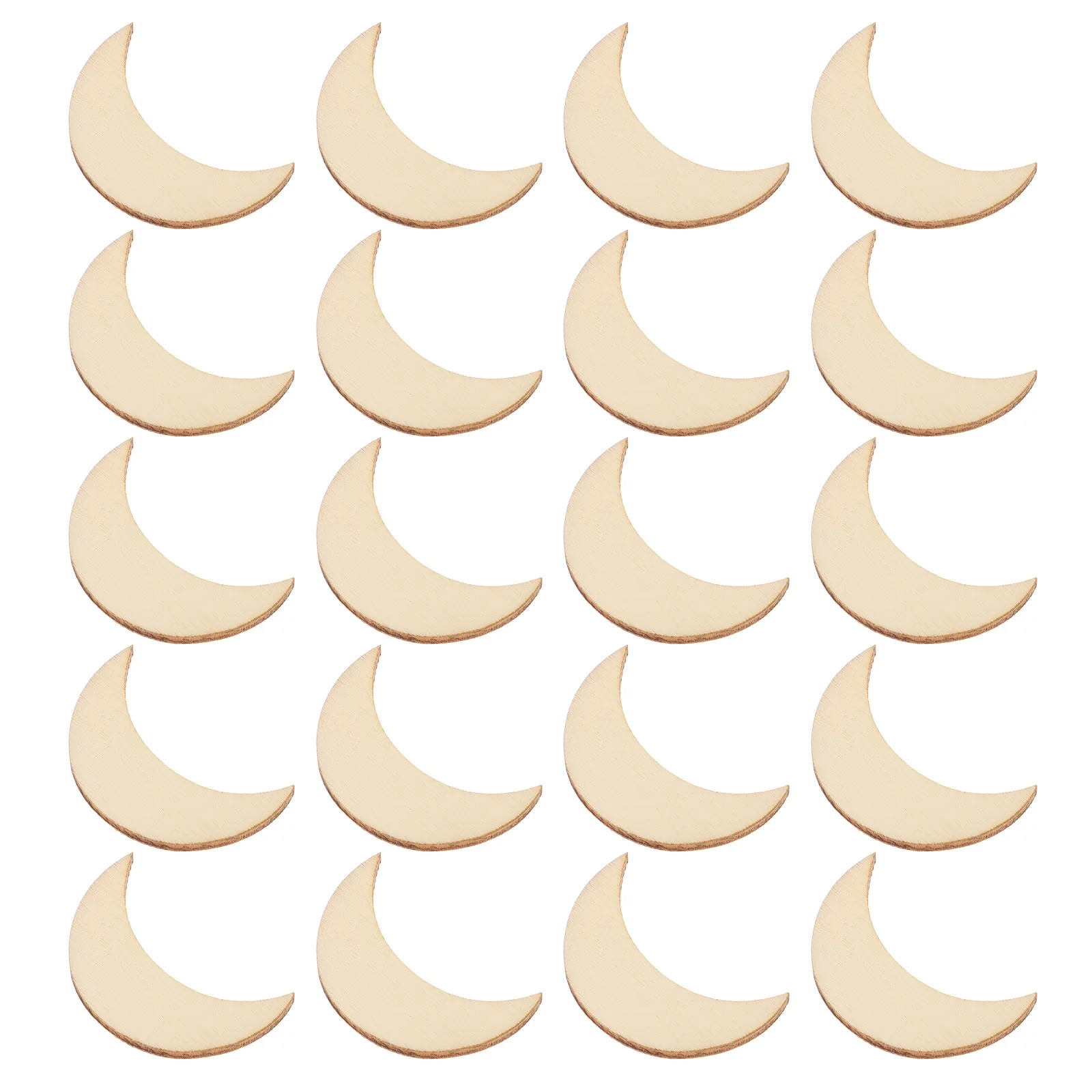 

20Pcs Wooden Moon Shape Unfinished Slices Blank Wooden Chips DIY Christmas Tree Pendant Craft Material DIY Christmas Pendant