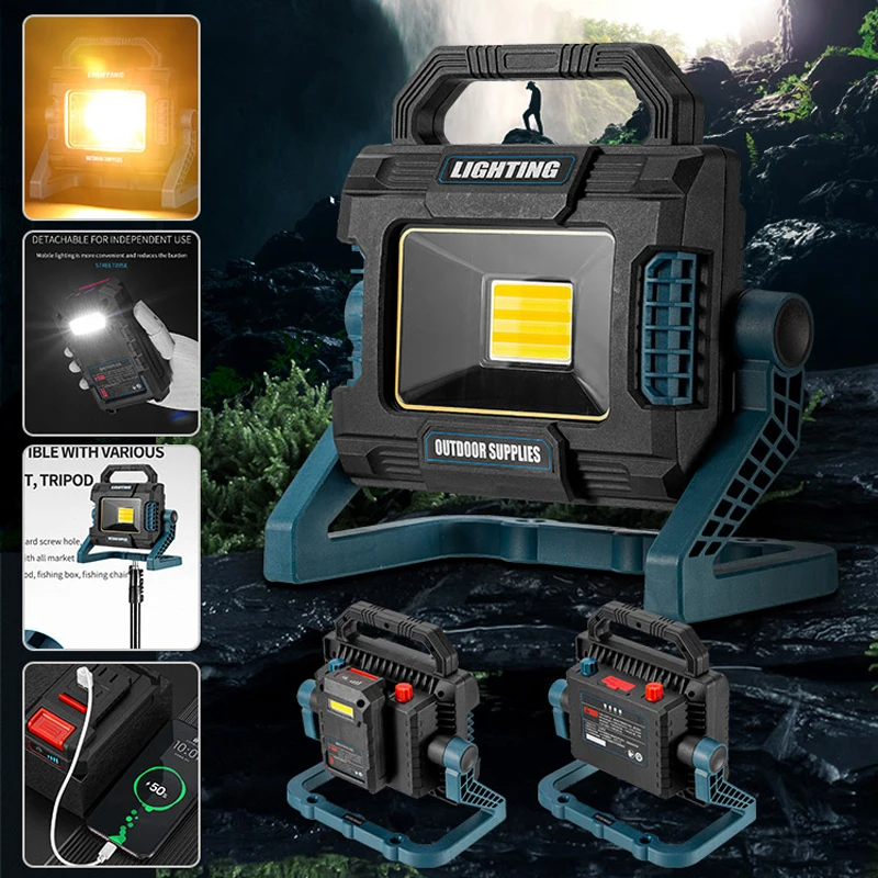 

18000mAh LED Searchlight USB Rechargeable Spotlight Work Light Powerful Flood Light Camping Lanterns Power Bank Emergency Light