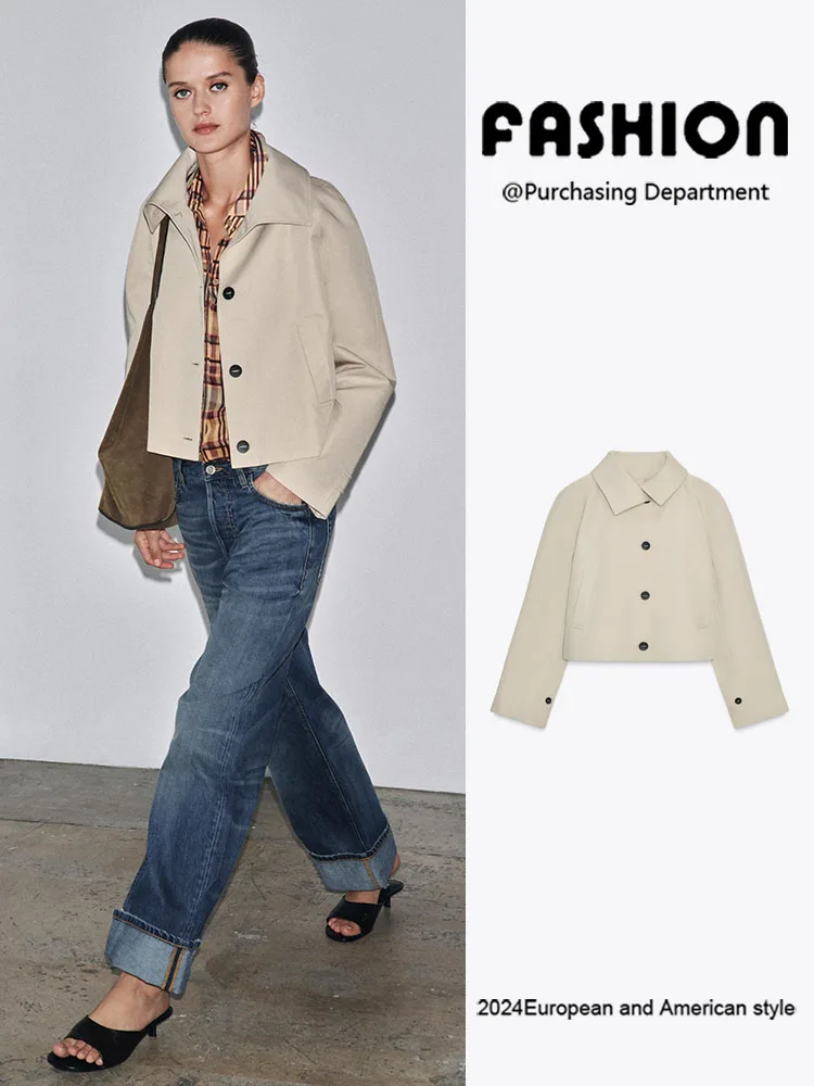 

Faionable ort Coat Jaet Women's Autumn New Arrival Comfortable Long Sve Turn-down Collar Versatile Sli Design