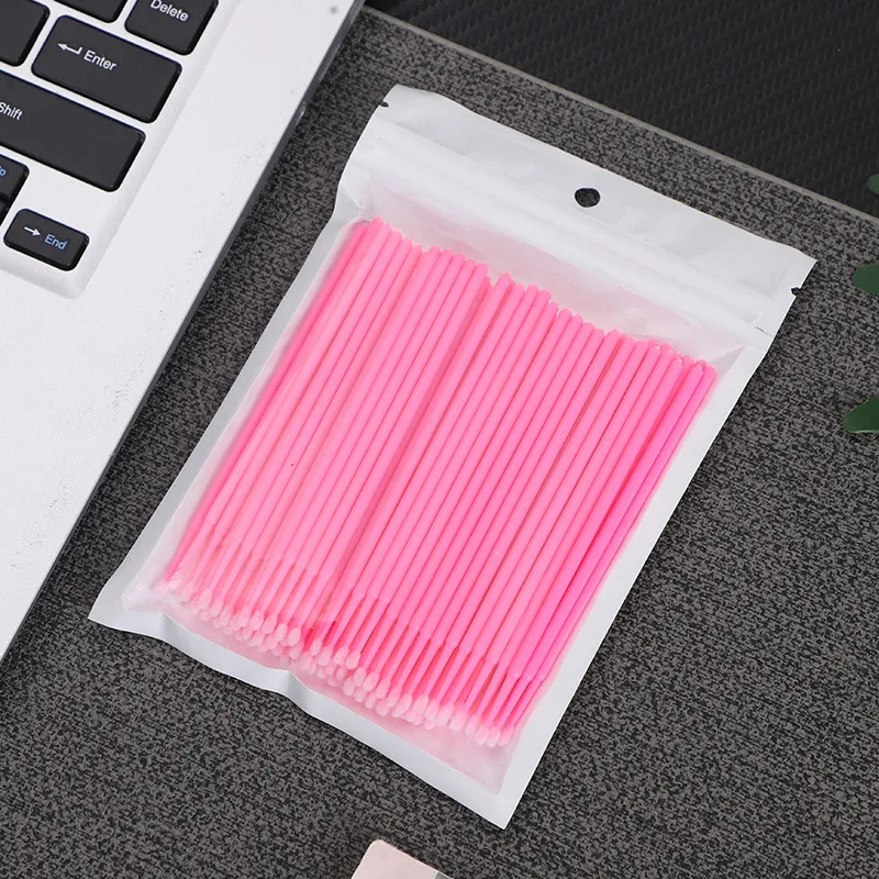 100 قطعة/الحقيبة فرشاة صغيرة يمكن التخلص منها مسحات القطن ماكياج رمش فرش مايكرو ماسكارا فرشاة الرموش الفردية لاش مزيل