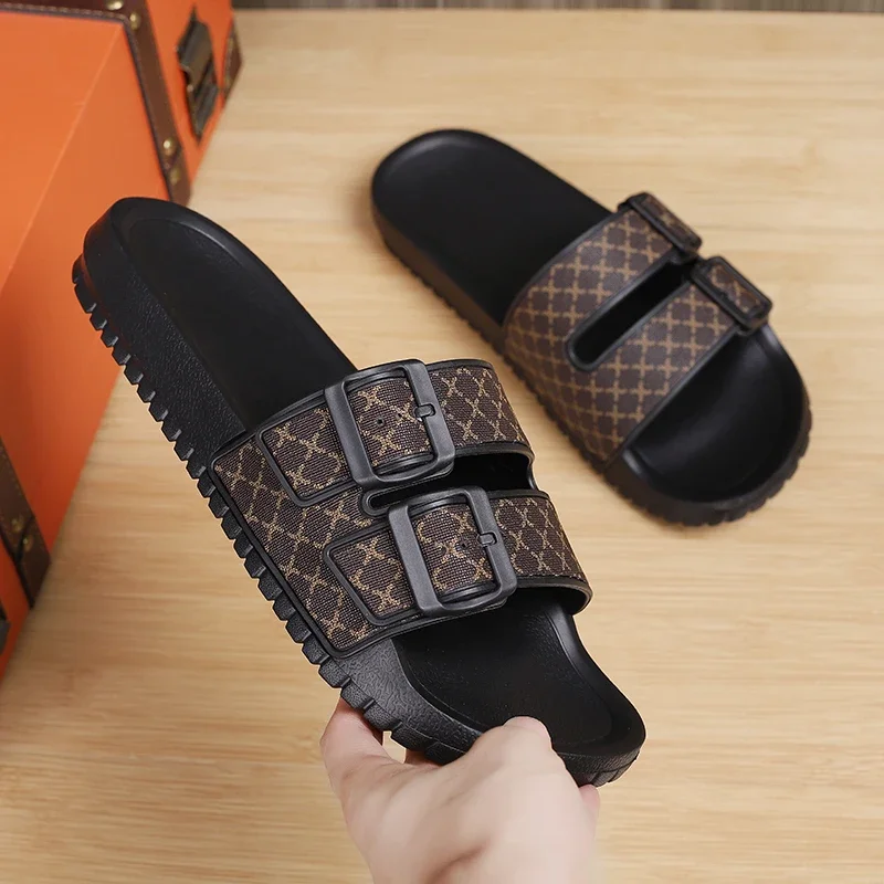 Men's Genuine Leather Sandals Comfortable Man Sandal House Slippers Man Summer Shoes Sale Genuine Mens Slipper Flip Flop Slides