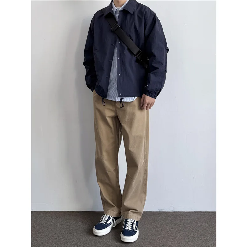 Japanese-Style Retro Loose Casual Lapel Coach Jacket, Versatile Solid Color Simple Spring And Autumn New  Coat