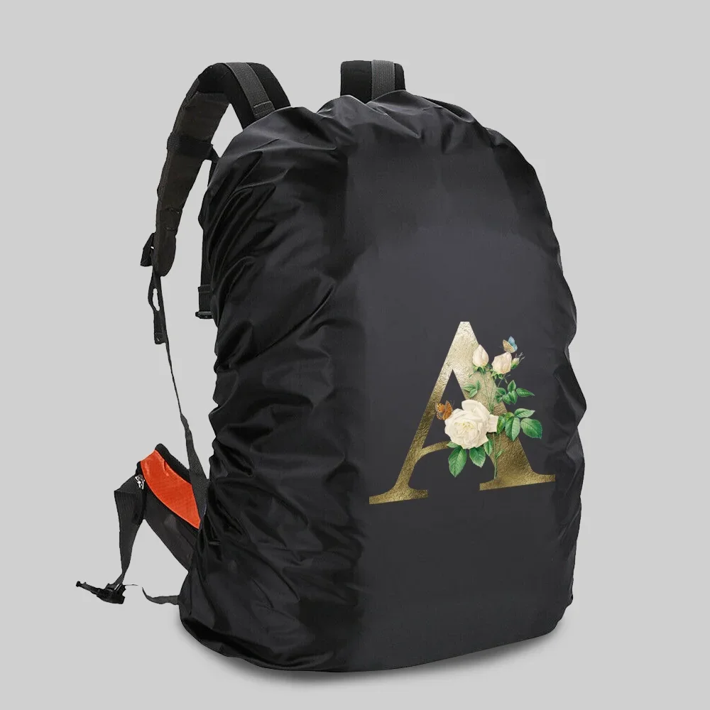 Backpack Cover  Waterproof and Dustproof  20-70L Travel Camping Golden-flower Letter Print Outdoor Climbing Sport Bags RainCover