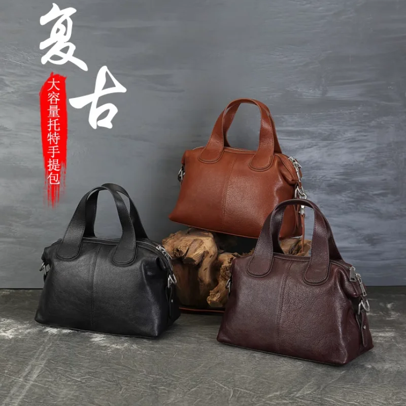 

Retro Genuine Leather Mom And Grandma's Bag Birthday Gift Hand-held Shoulder Crossbody Bag