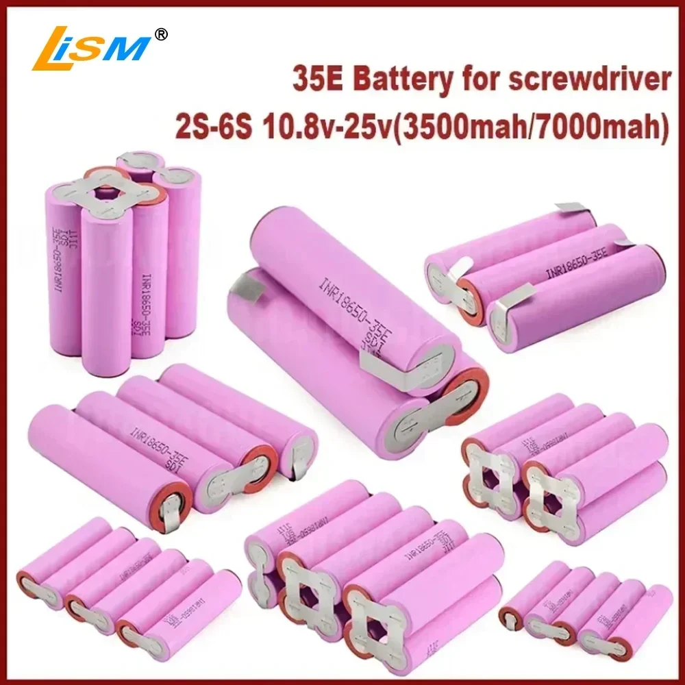 NEW 20A 18650 35E 3500mAh 7000mAh 3S 4S 5S 6S 8S 7.4V 12.6V 14.8V 18V 25.2V 29.6V For Screwdriver batteries weld battery pack