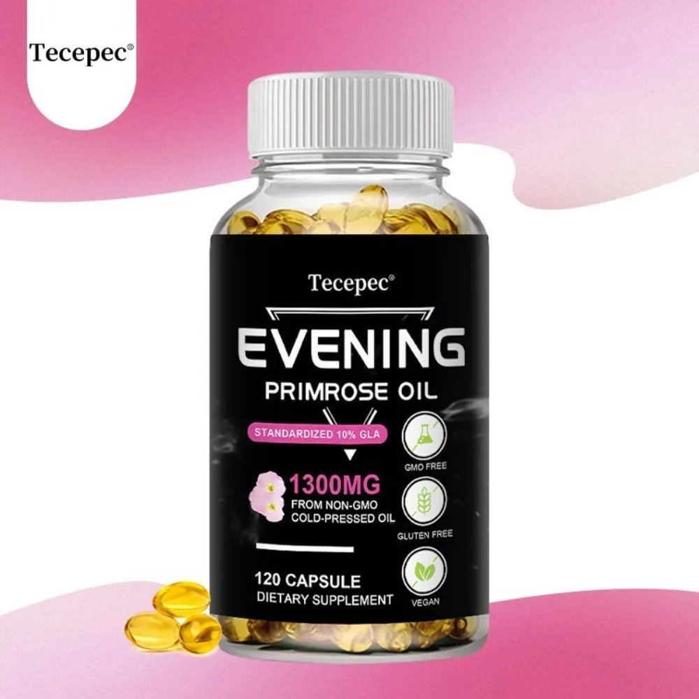 Evening Primrose Oil 1300mg - Standardized 10% GLA, Cold-Pressed, Supports Skin Health and Wellness, Non-GMO, Gluten Free, Vegan
