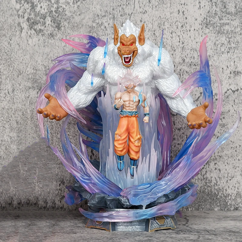 Anime Dragon Ball Z Super Saiyan Son Goku Ultra Instinct Ver. Con gran mono PVC figura de acción estatua de batalla modelo juguetes muñeca