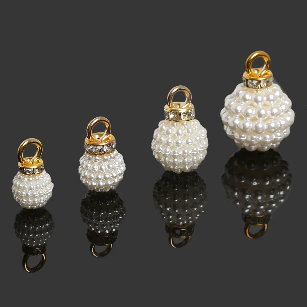

10pcs 8mm-16mm Round Bubbles Gold Color ABS Imitation Crystal Rhinestones Pearl Pendant DIY Earring Jewelry Making Accessories