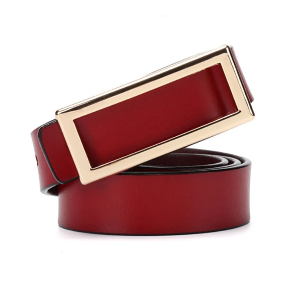 

Vintage Fashion Genuine Leather Belts Elegant Adjustable Dress Belt Decorative Rectangle Buckle Waist Belt Student