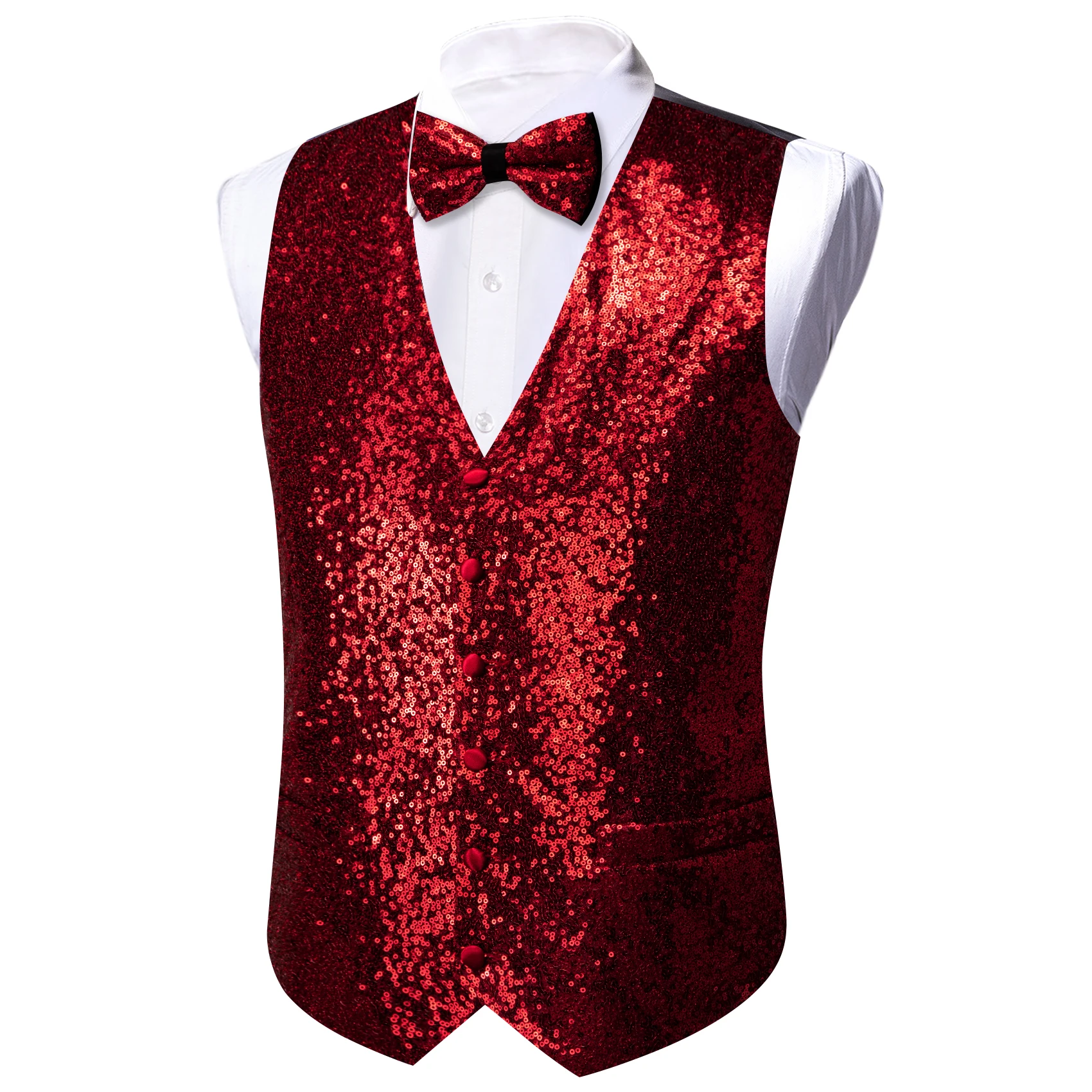 Barry.Wang Nolvety Shining Men Vest with Bowtie Casual Stylish 15 Colors Waistcoat Sleeveless Jacket Male Wedding Party Prom