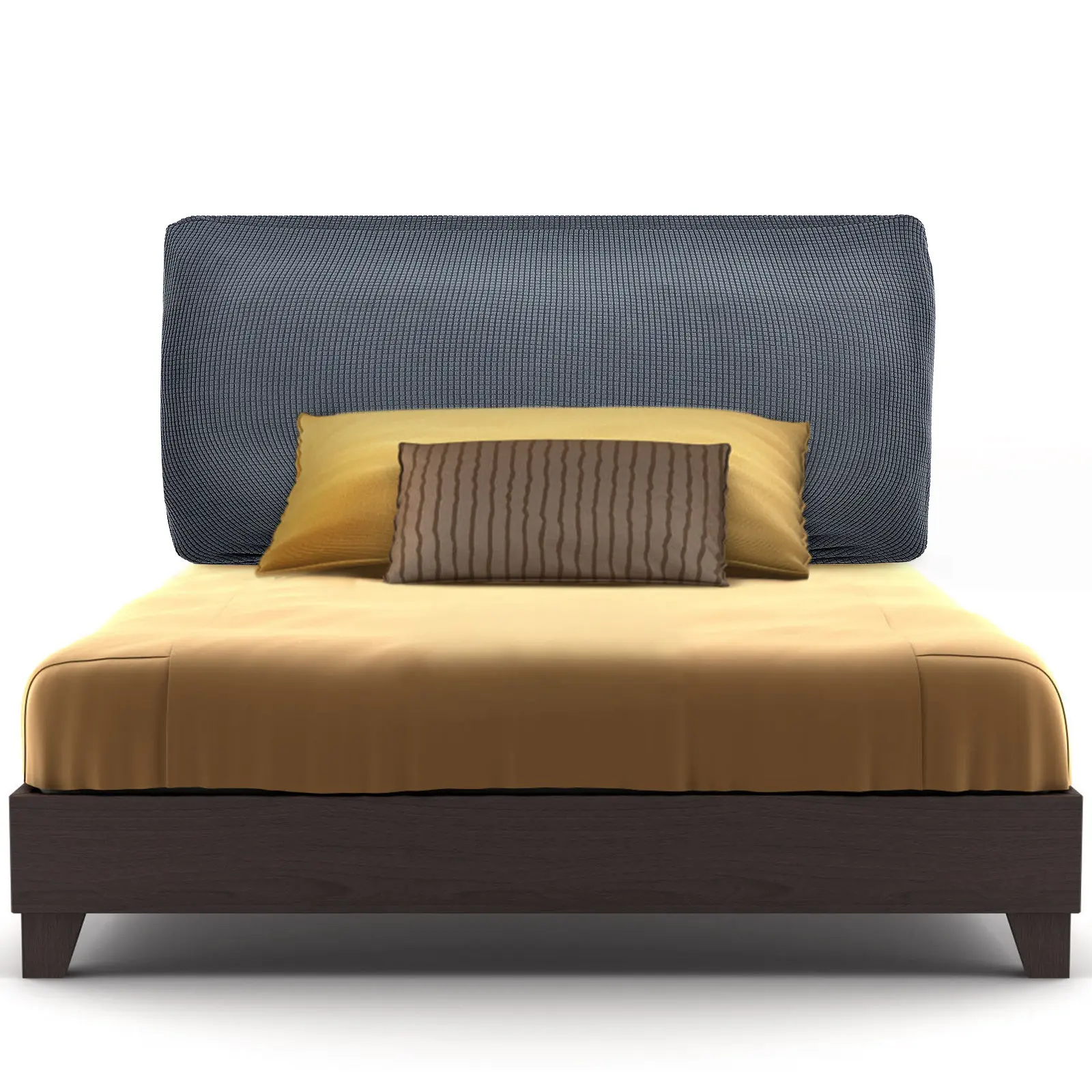 Stretchy Polyester Headboard Cover Elastic Edge Solid Color Slipcover Protective Sleeve for Double Bed Bedroom Furniture