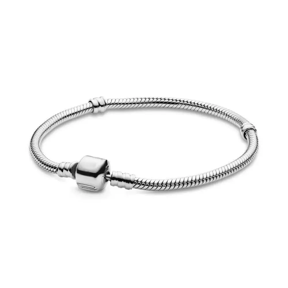 Herzförmige Schlangenkette S925 Reines Silber Klassisches Armband Geeignet für DIY-Charm Damenschmuck Valentinstagsgeschenke – Detail 3