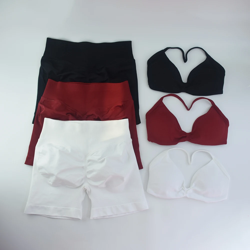 2 قطعة مجموعة الصالة الرياضية النساء Strappy اليوغا الصدرية أعلى السراويل الرياضية اليوغا مجموعة عالية الخصر تجريب اللياقة البدنية الملابس دعوى سلس لا شعار